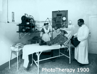 Nurse assists with Phototherapy in 1900